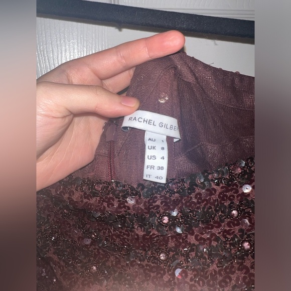 Rachel Gilbert Phoebe One-Shoulder Mini Embellished Chocolate AU1/US4 NWT - Picture 5 of 9